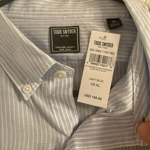 Todd Snyder Men's Light Blue Striped Shirt NWT